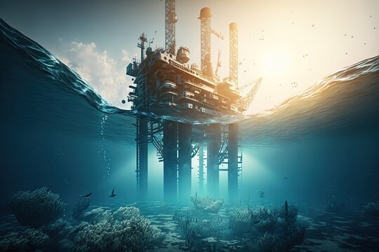 Oil rig underwater